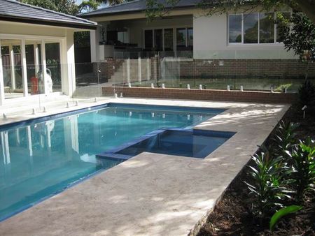 Pool and spa glass fence and cabana