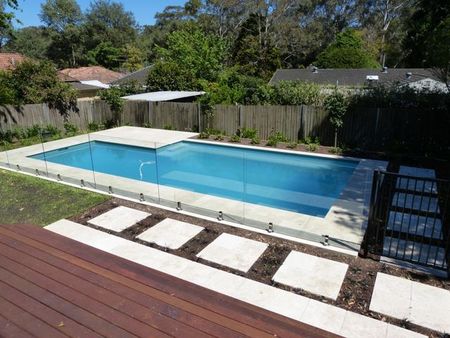 Light blue pool with lap lane