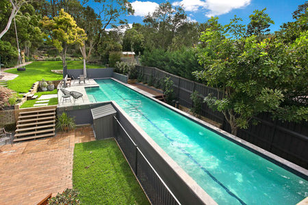 25m lap pool out of ground at one end